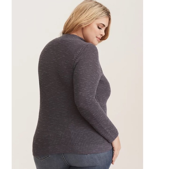 Torrid Cross Front Pullover Gray Sweater - Picture 3 of 8
